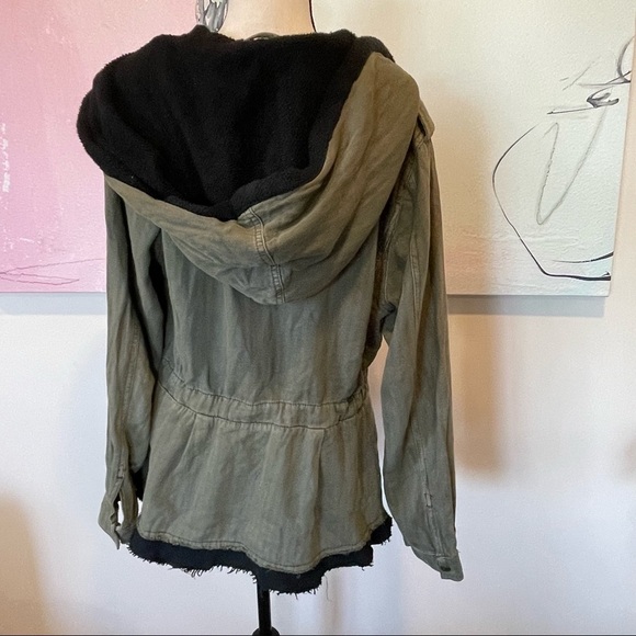 Free People Drawcord Waist Slouchy Jacket Small Olive Green Fleece Interior. - Picture 5 of 11